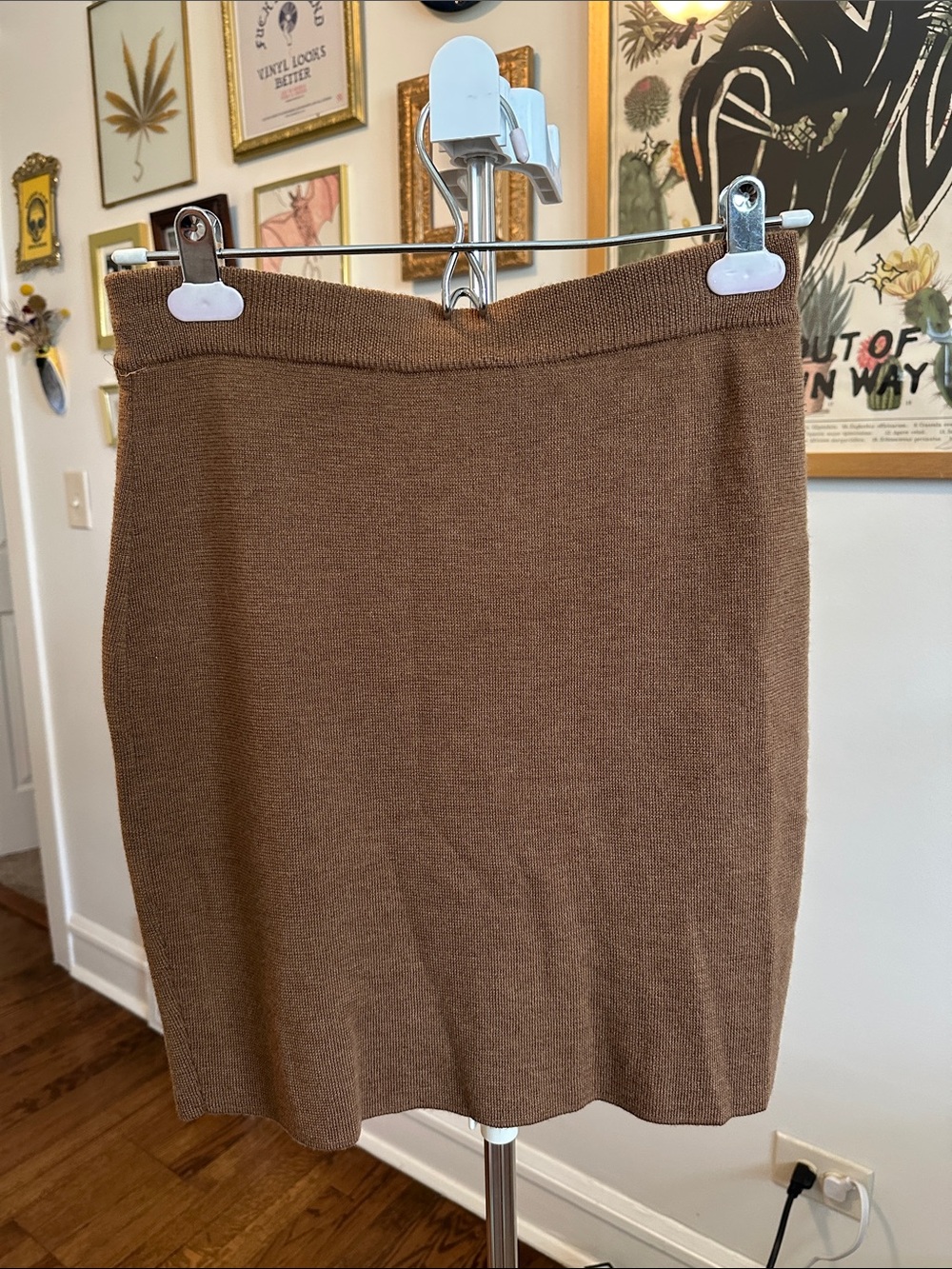 Lord & Taylor Brown Knit Pencil Skirt